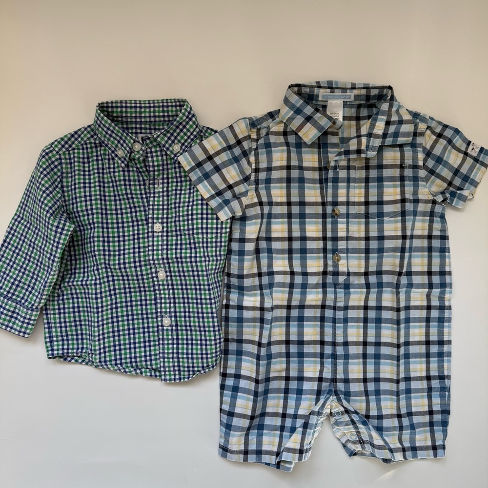 Janie and Jack 6-12 romper and shirt